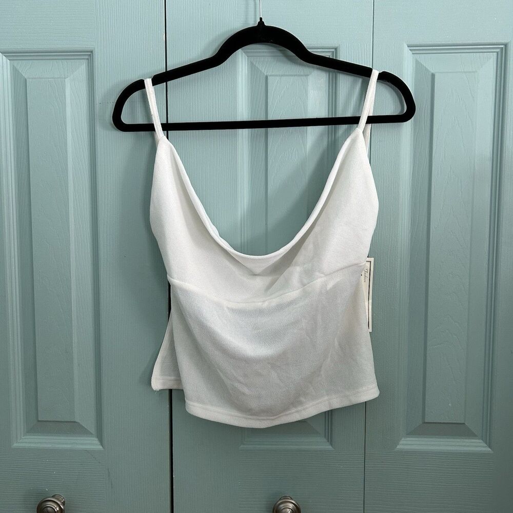 Y2K 1001 Nights White Cowl Neck Open Back Spaghetti Strap Tank Top Juniors 13/14